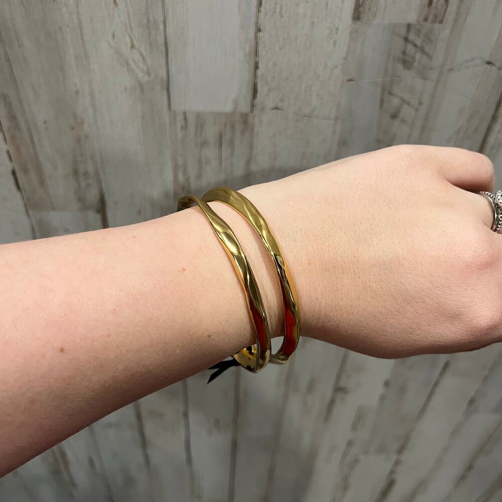 JCrew Gold Tone Uneven Bangle Bracelets Womens Fashion Jewelry